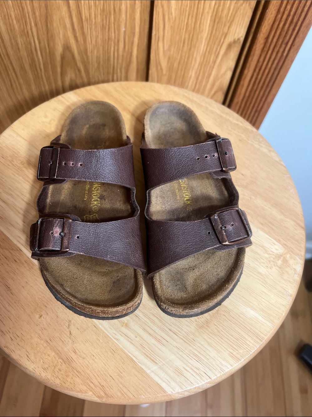 Birkenstock Kids Dark Brown Two-Strap Buckle Sandals